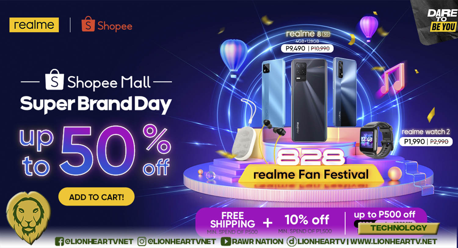 Get the biggest discounts and deals of up to 50% OFF in realme’s Shopee Super Brand Day Sale