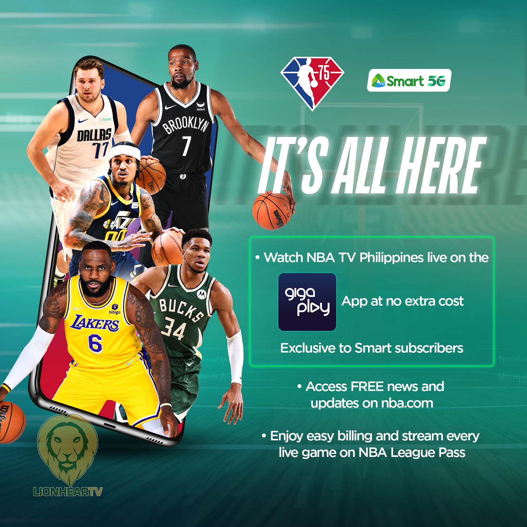 Smart lets subscribers watch the NBAs 75th Anniversary Season for FREE on the GigaPlay App