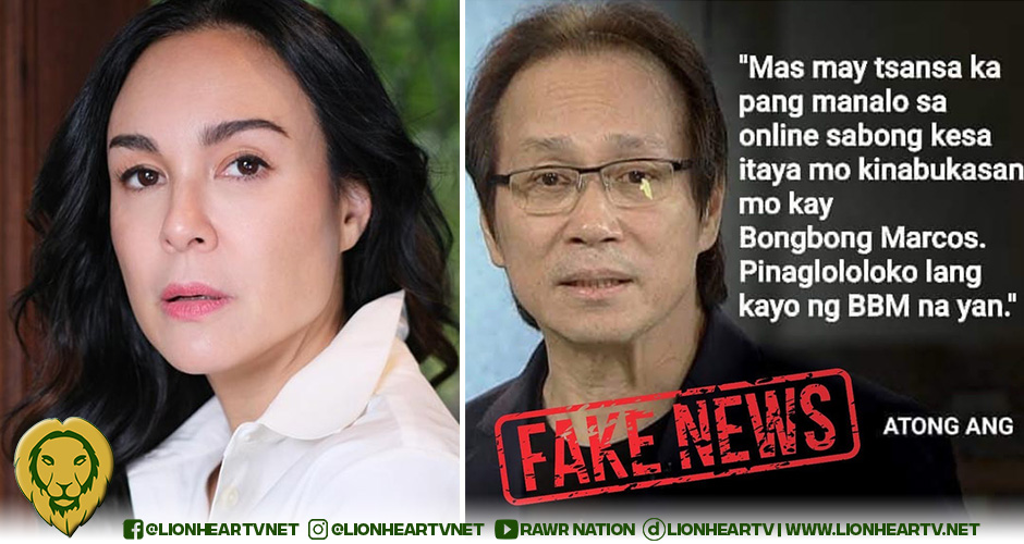 Gretchen Barretto Defends Atong Ang From Fake Quote About Bongbong Marcos Lionheartv