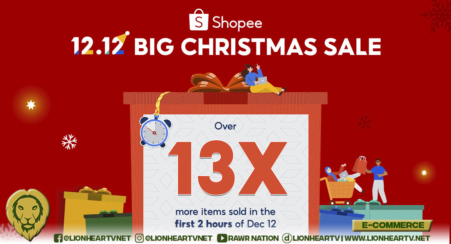 Shopee 12.12 Big Christmas Sale off to a strong start, with over 13 times uplift in items sold in the first 2 hours of December 12