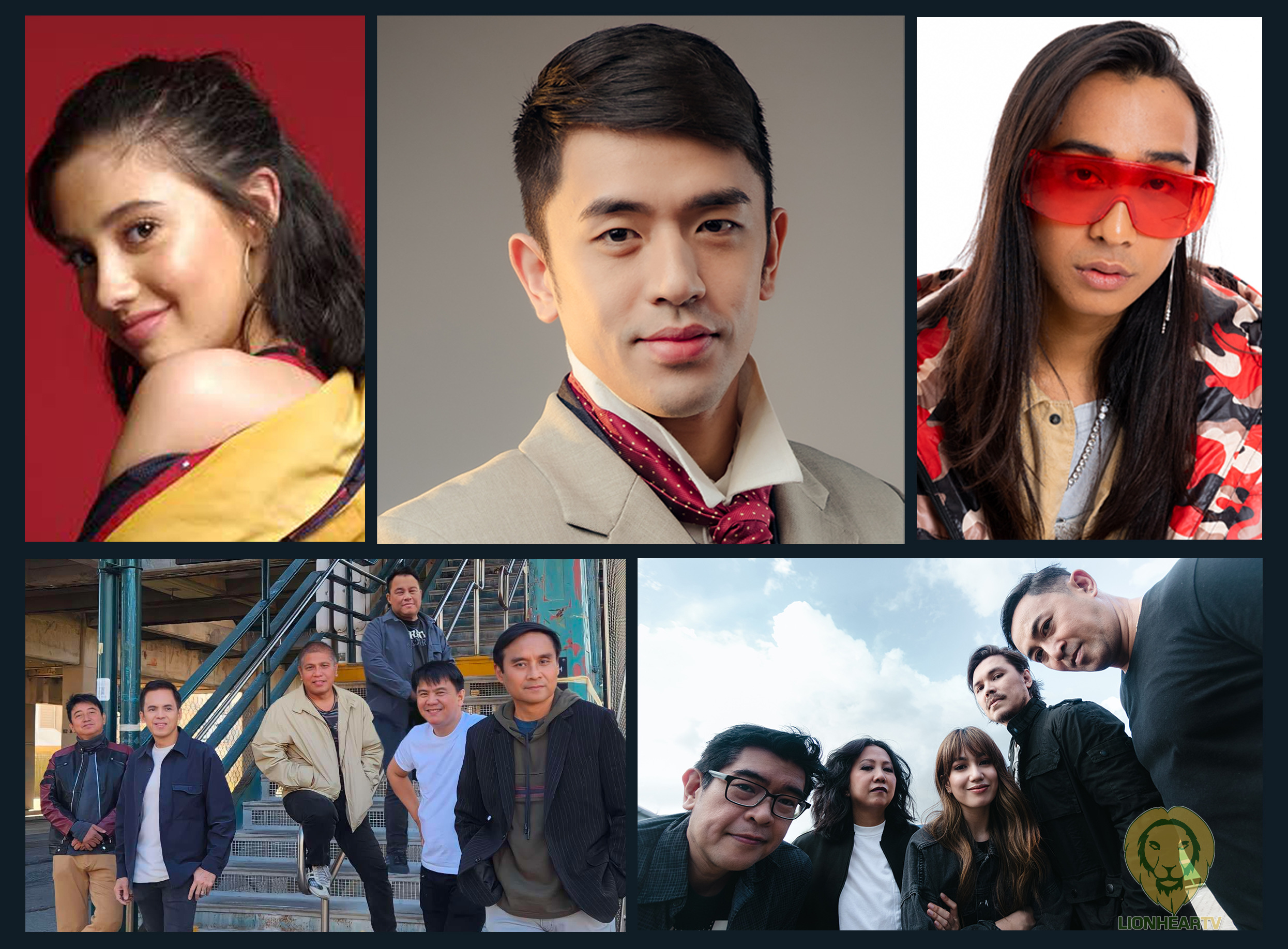 (clockwise, from top left) Sofia Romualdez, David Licauco, Kiyo, SunKissed Lola and Neocolours