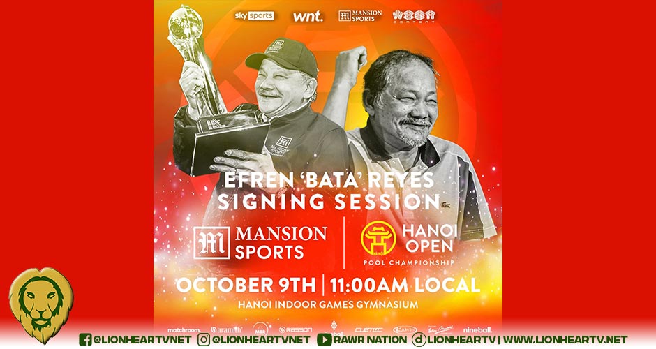 Efren ‘Bata’ Reyes to Host Meet-and-Greet at Mansion Sports Hanoi Open on October 9